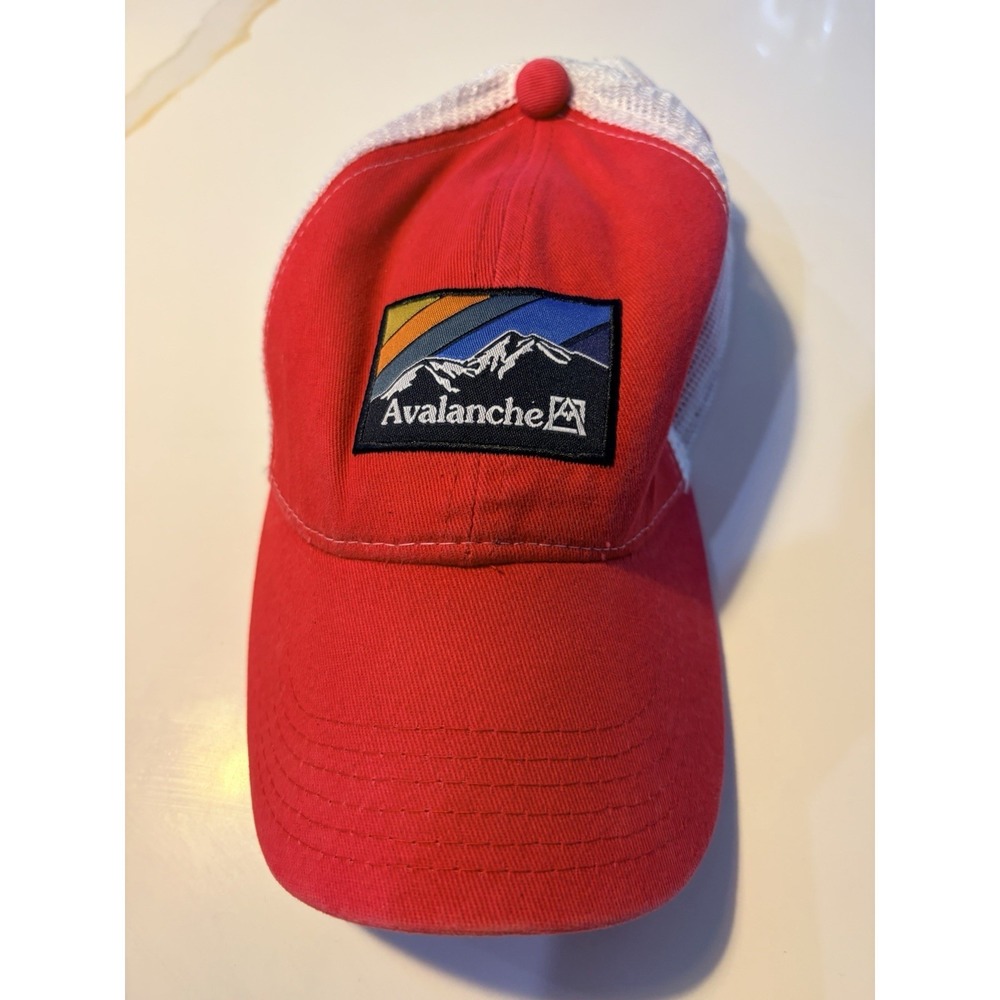 Avalanche Outdoor Supply Co Trucker Hat Snapback Mesh Cap Red White Mountain